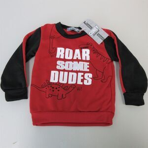 Toddler Boy Dinosaur Pullover Sweatshirt Top Size 3T Red "Roar Some Dudes" NWT